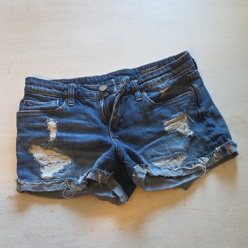 Blank NYC Dark Blue Distressed‎ Jean Shorts
